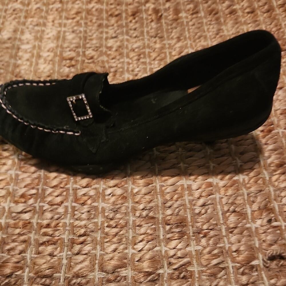 Vintage Y2k Bakers Black Suede Kitten Heels with Silver Buckle - Picture 6 of 10